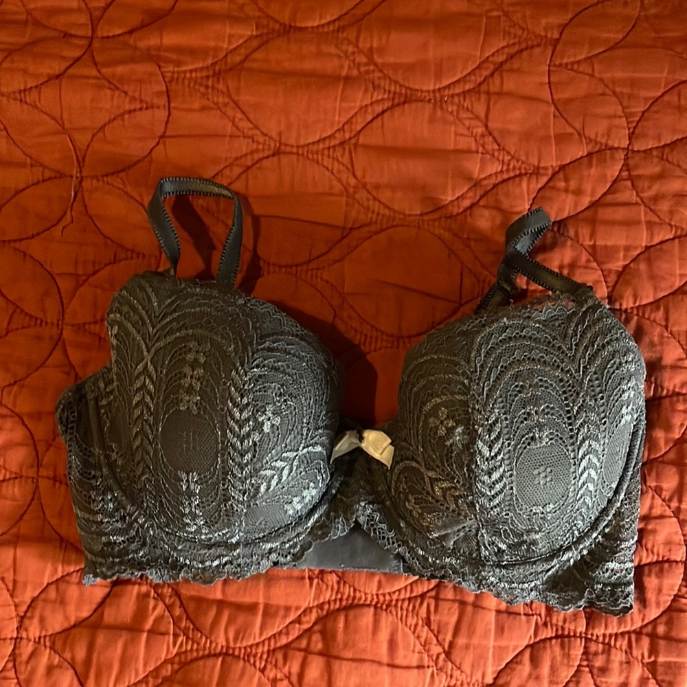 Elle MacPherson Intimates Gray Lace Bra, Size 34D